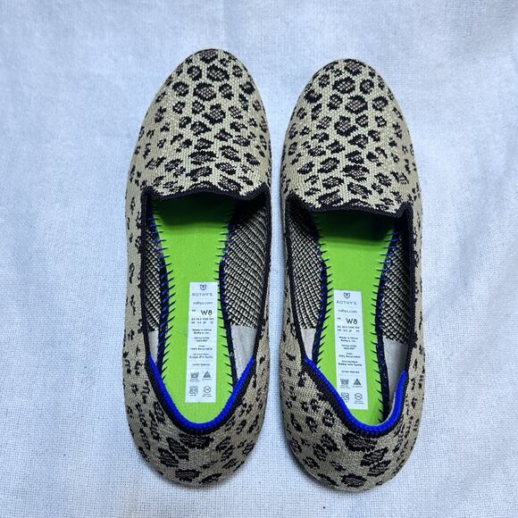 Rothys The Loafer Womens Sz 8 Mocha Flat Spot Leopard Animal Print - Picture 11 of 11